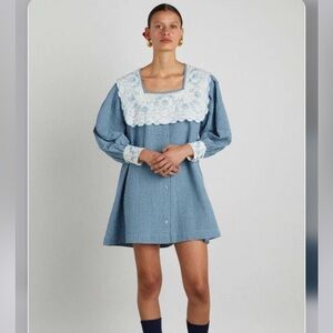 Damson Madder Mala Dress in Blue Gingham Seersucker